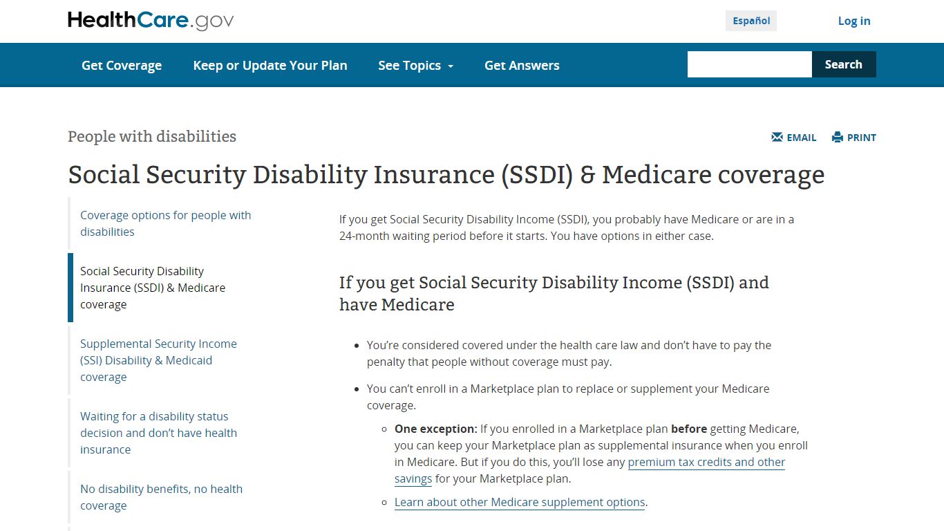 Social Security Disability Insurance (SSDI) & Medicare coverage