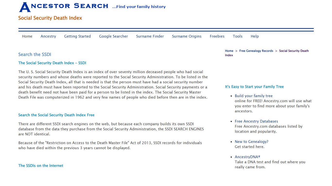 Free Social Security Death Index Search. Learn the unique features of ...